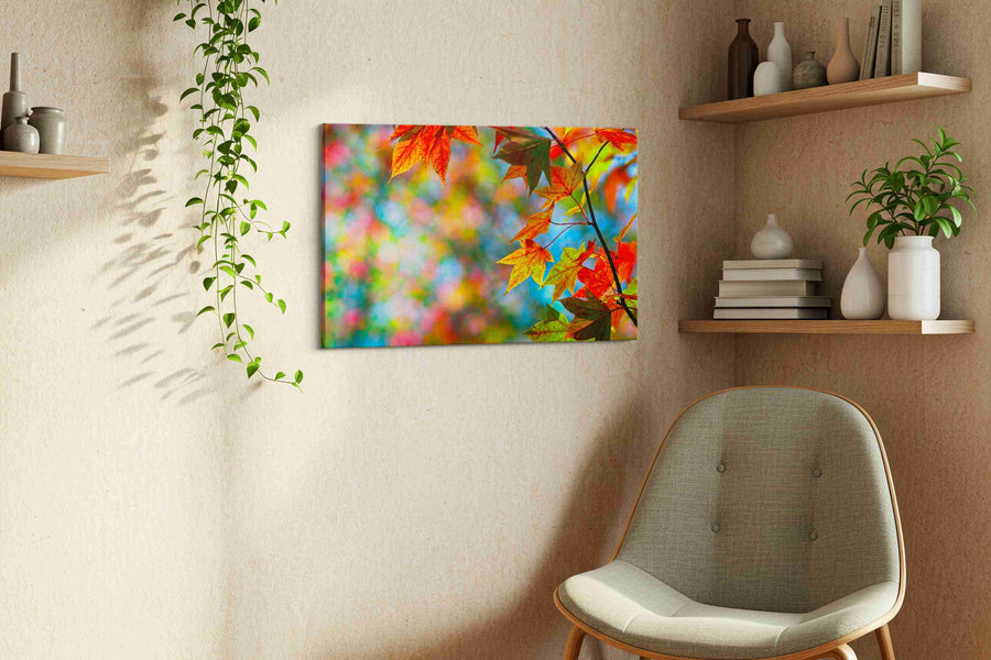 Whispers of Autumn Radiance leaves canvas print, hanging on wall — view 3