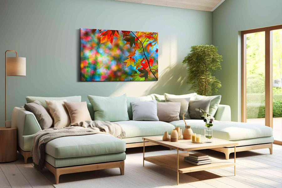 Whispers of Autumn Radiance leaves canvas print, hanging on wall