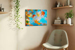 Whispers of Autumn Sky leaves canvas print, displayed in a living room
