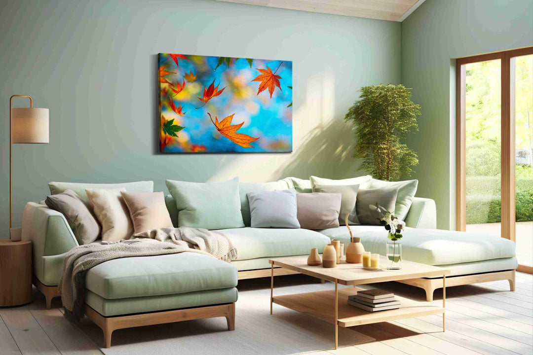 Whispers of Autumn Sky - Leaves, Leaf Wall Art, Botanical Canvas Print, Nature Decor