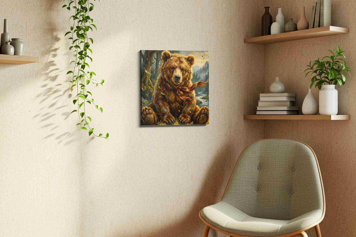 Gentle Giant's Serenade bears canvas print styled in a living room