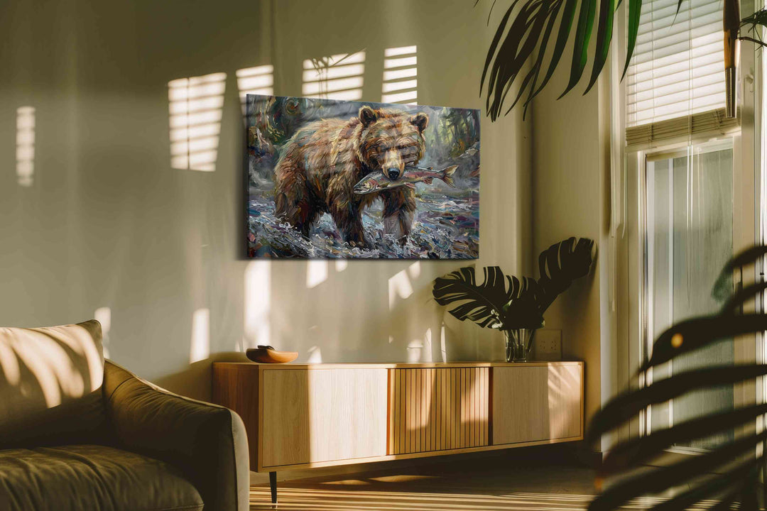 Salmon Harvest in the Wild - Bear Wall Art, Wildlife Canvas Print, Nature Animal Art