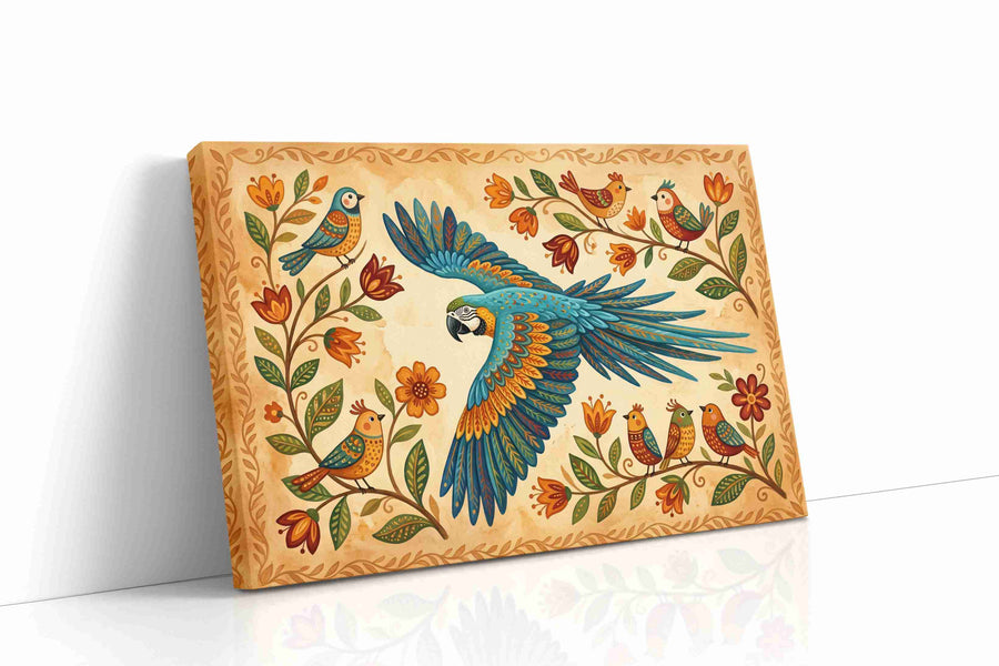 A Serenade of Wings and Blooms birds canvas print, gallery-wrapped, ready to hang