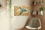 A Serenade of Wings and Blooms birds canvas print, hanging on wall — view 3