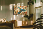 A Serenade of Wings and Blooms birds canvas print, hanging on wall