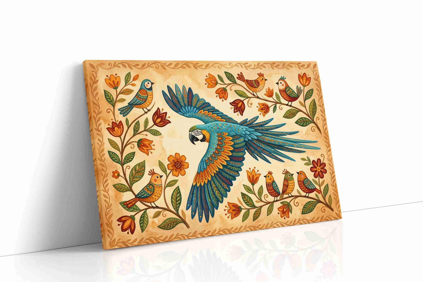 A Serenade of Wings and Blooms birds canvas print gallery-wrapped landscape canvas studio shot