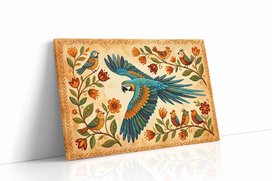 A Serenade of Wings and Blooms birds canvas print gallery-wrapped landscape canvas studio shot