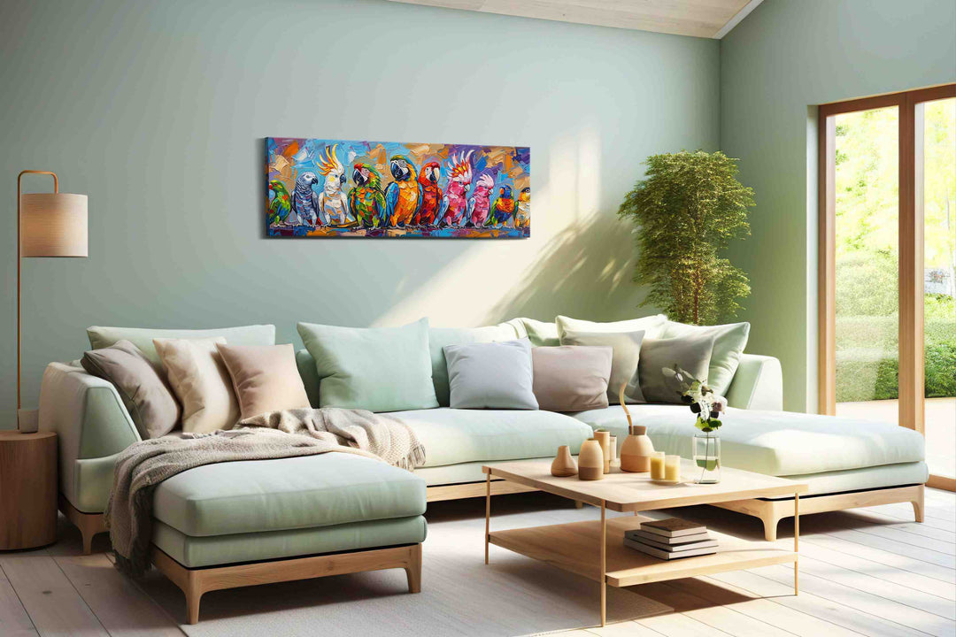 Chorus of Colorful Parrots - Bird Wall Art, Avian Canvas Print, Nature Bird Art