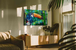 Jungle Symphony birds canvas print in a contemporary interior mockup