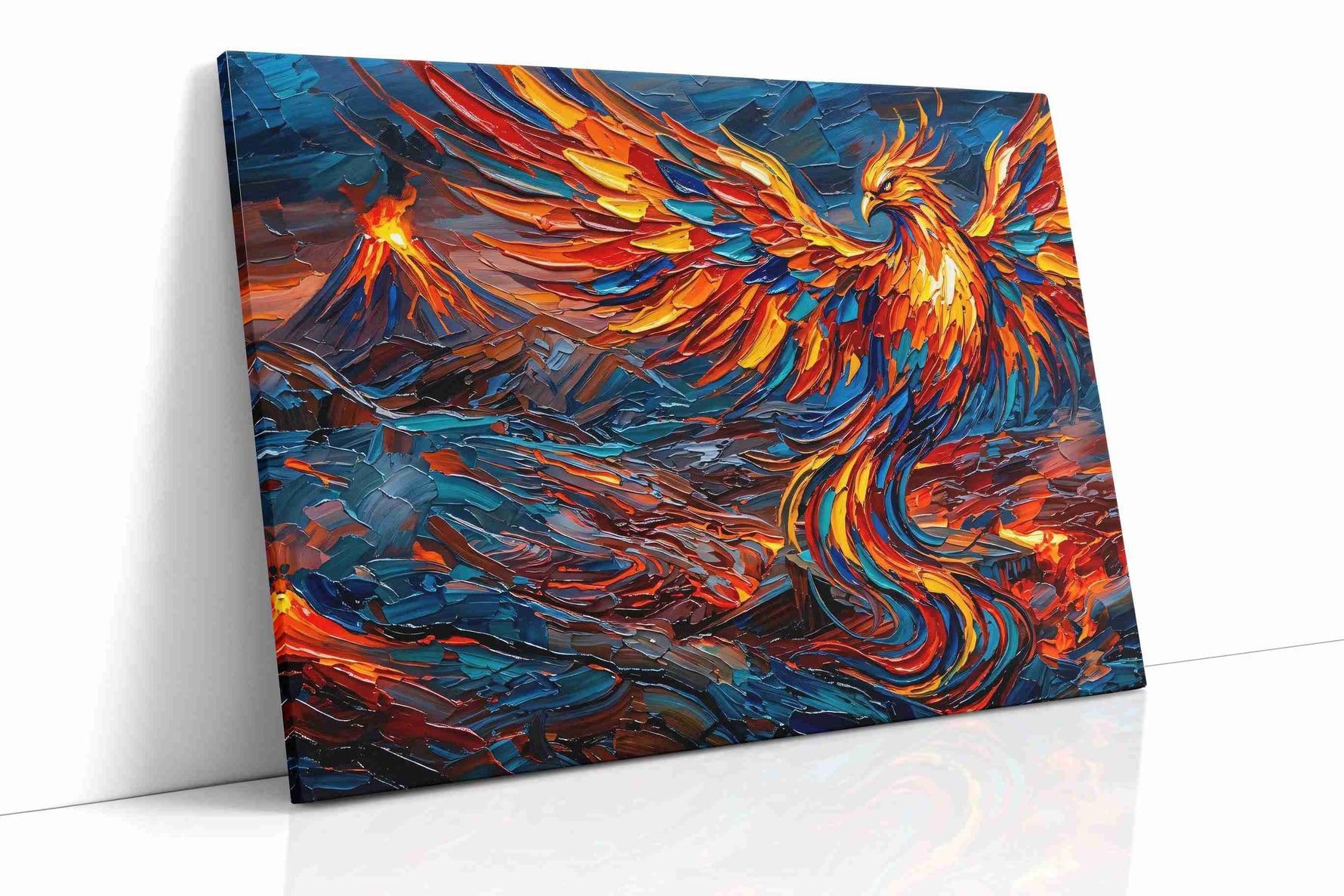 Fiery Rebirth of the Phoenix birds canvas print, gallery-wrapped, ready to hang