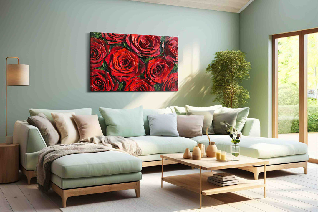 Crimson Petals Symphony - Floral Canvas Print, Botanical Wall Art, Flower Canvas Art