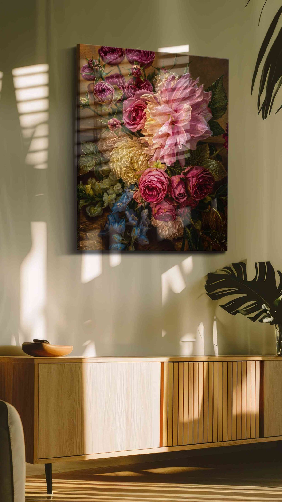 Eternal Symphony of Blooms floral canvas print in a hung canvas mockup