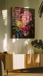Eternal Symphony of Blooms floral canvas print in a hung canvas mockup