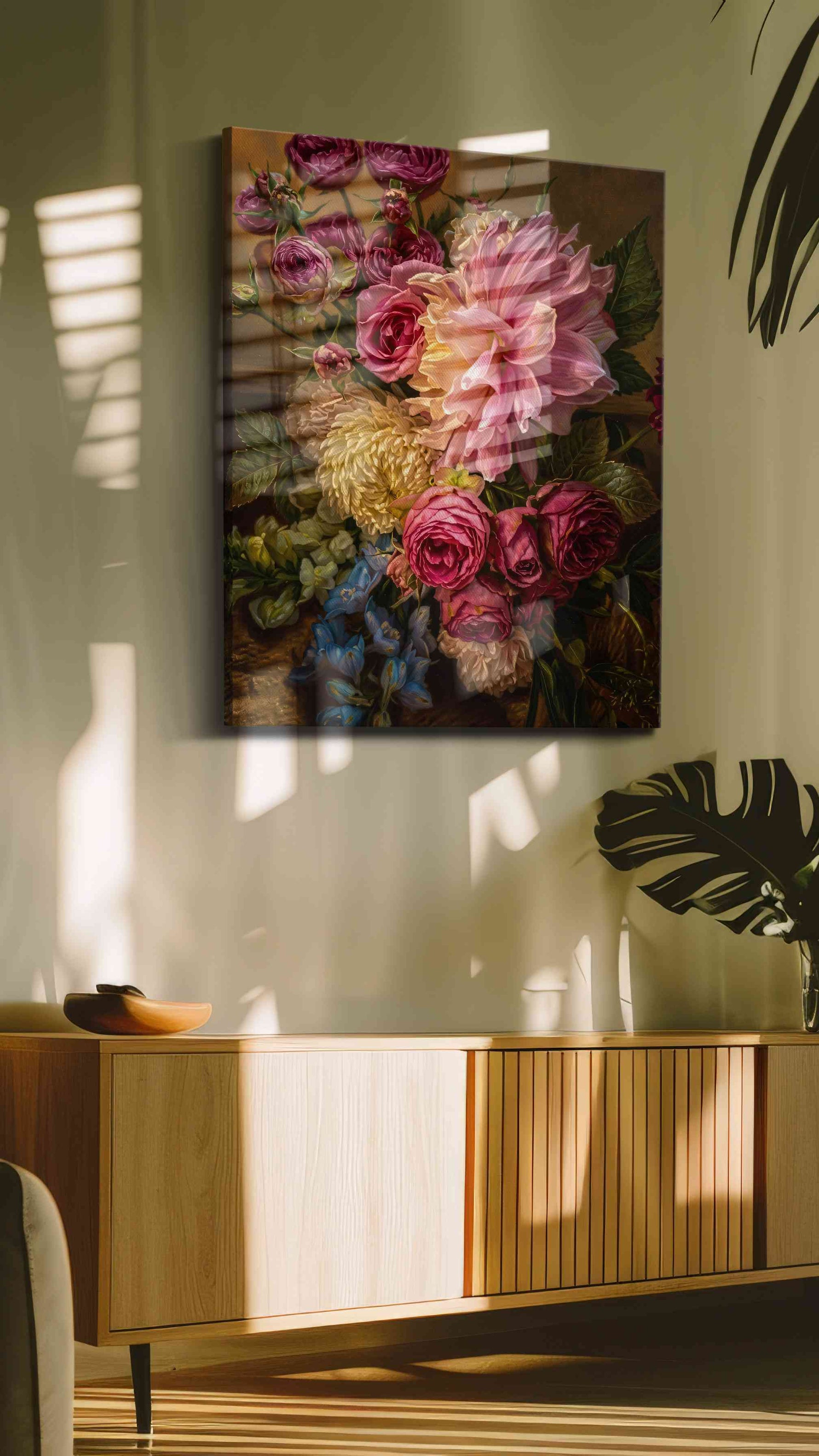 Eternal Symphony of Blooms floral canvas print in a hung canvas mockup