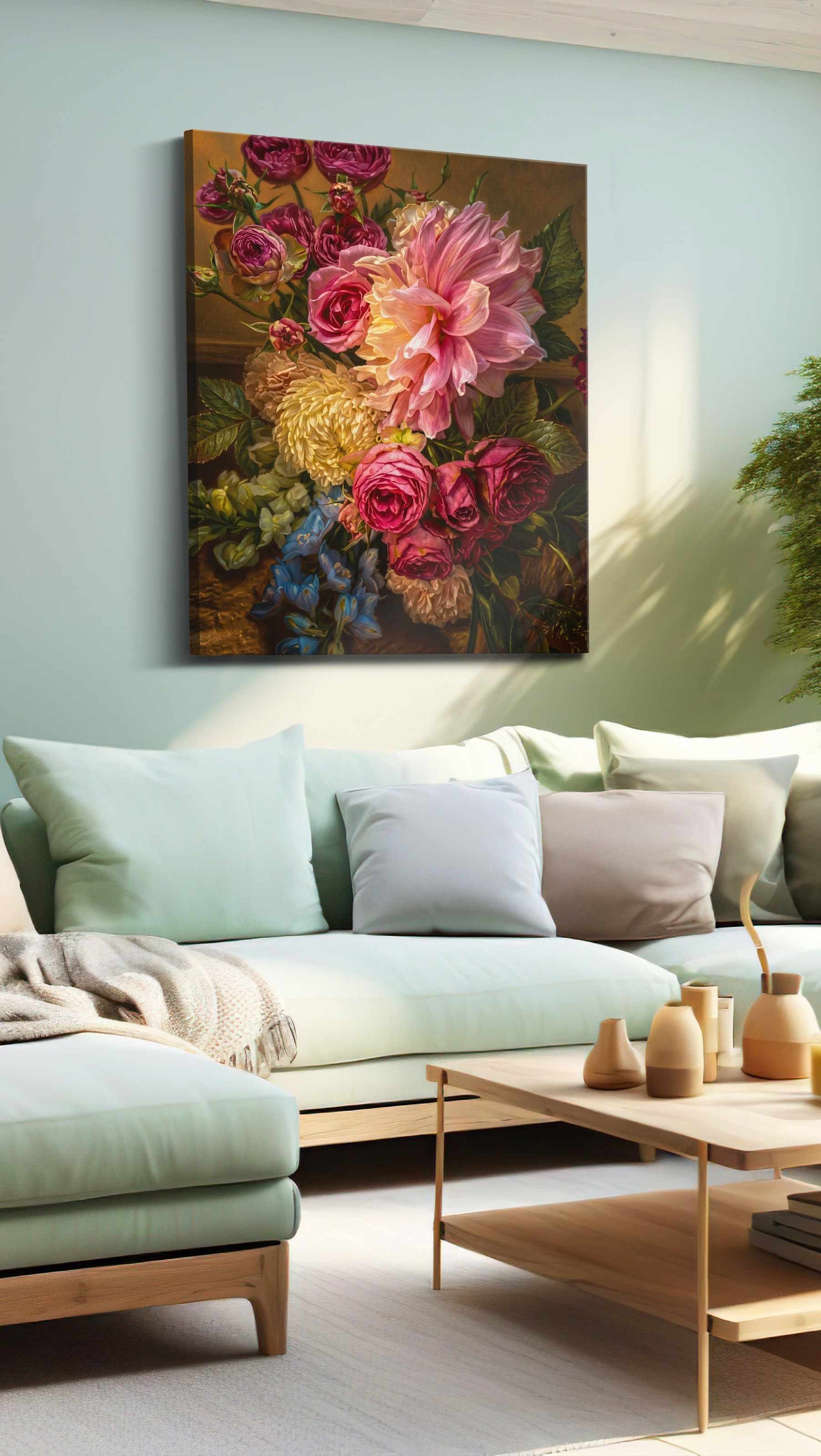 Eternal Symphony of Blooms floral canvas print, hanging on wall