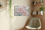 Ethereal Bloom Symphony floral canvas print styled in a living room