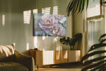 Ethereal Bloom Symphony floral canvas print in a hung canvas mockup