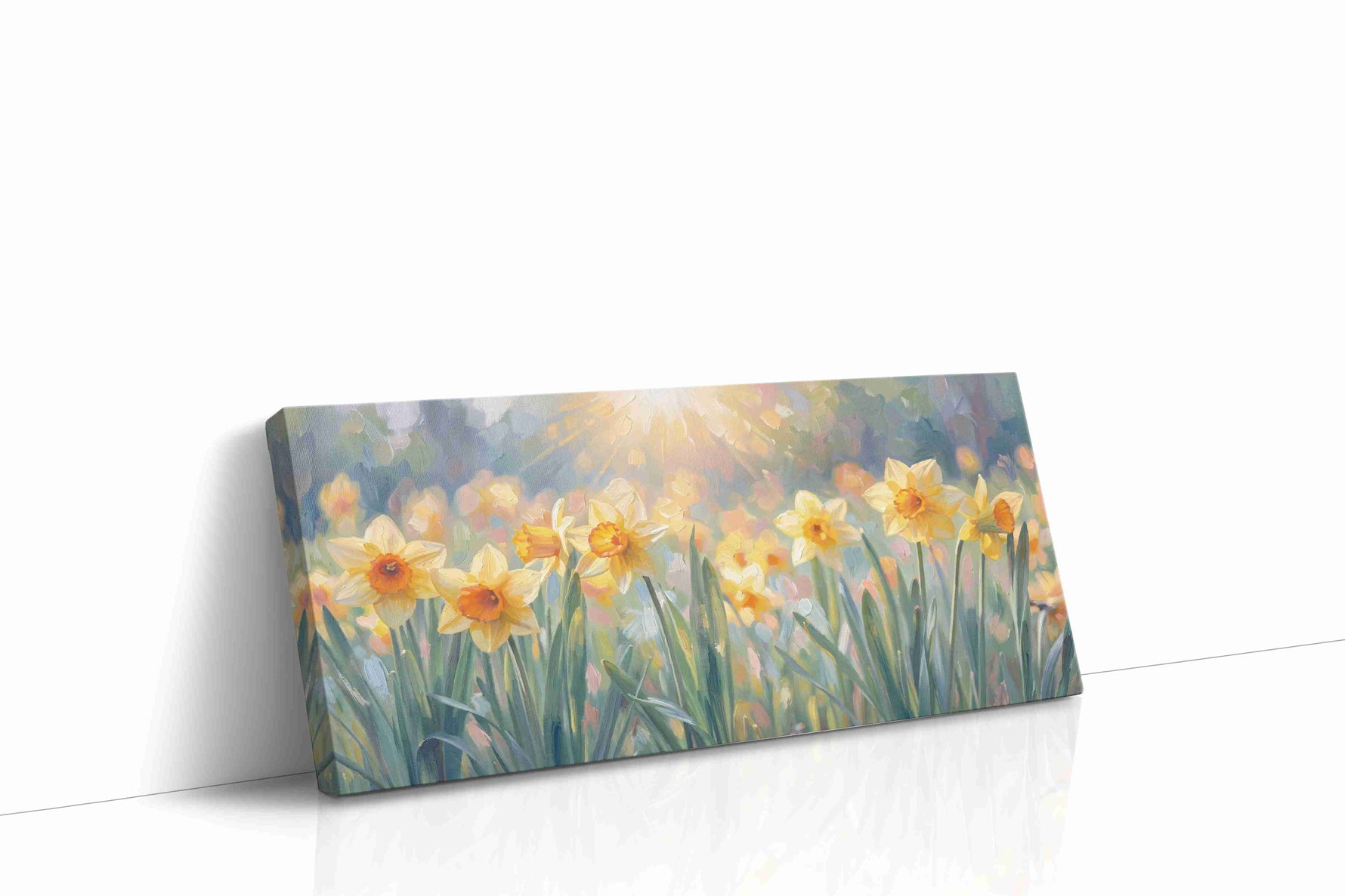 Sunlit Daffodil Symphony floral canvas print, gallery-wrapped, ready to hang