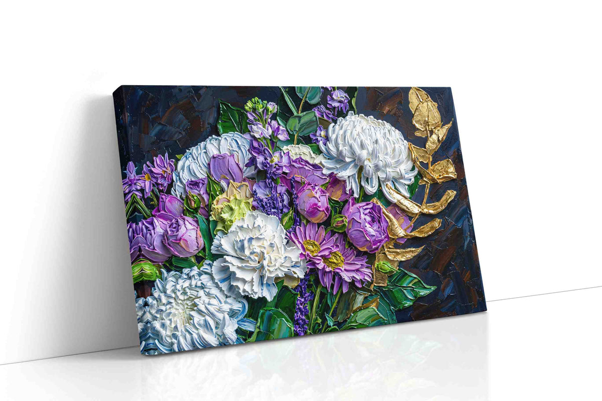 The Gilded Blooms floral canvas print gallery-wrapped landscape canvas studio shot