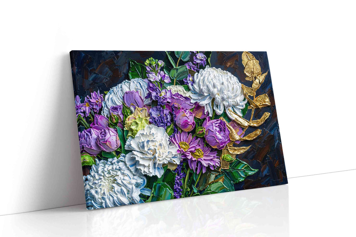The Gilded Blooms floral canvas print, gallery-wrapped, ready to hang