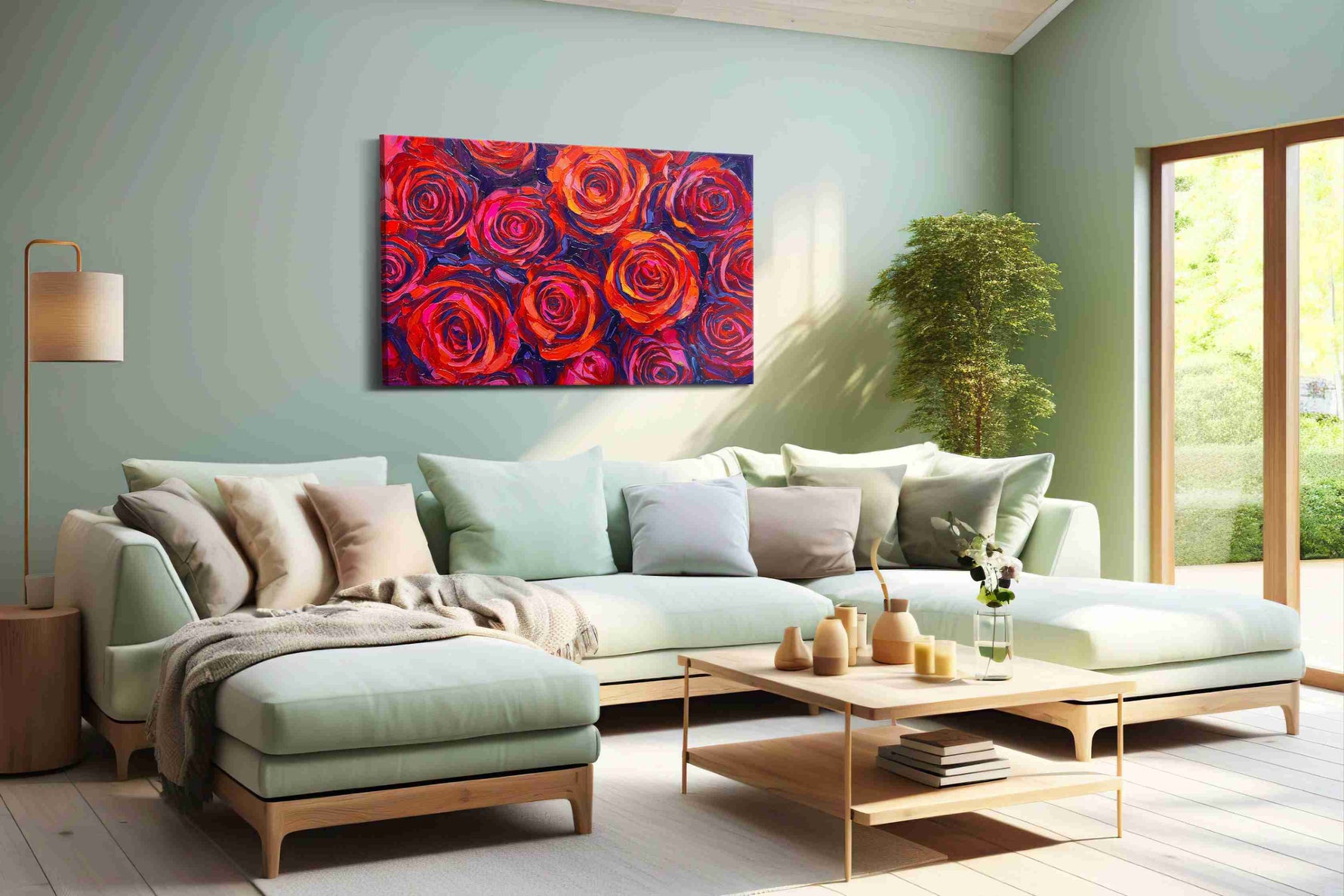 Velvet Whirl of Passion floral canvas print, hanging on wall