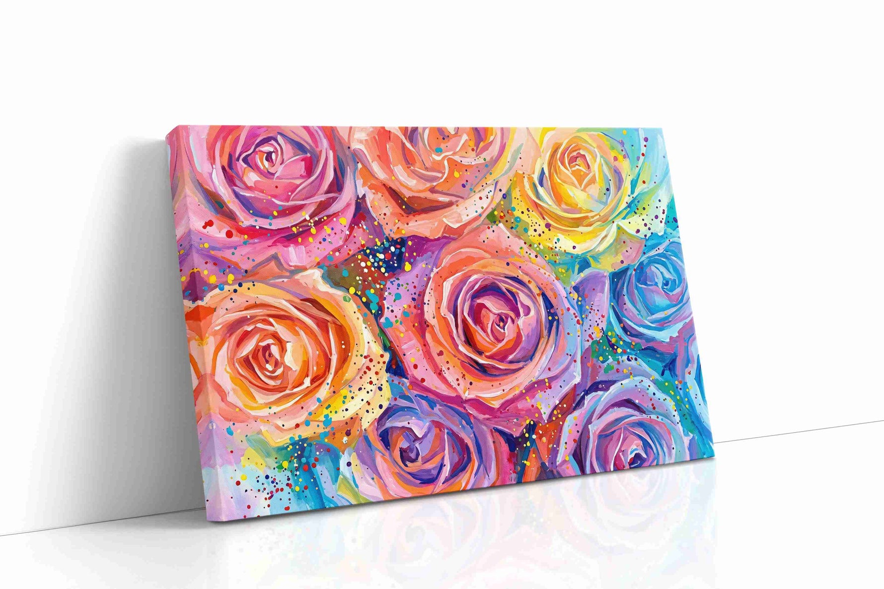 Vibrant Blossoms Symphony floral canvas print, gallery-wrapped, ready to hang