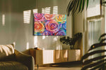 Vibrant Blossoms Symphony floral canvas print, on wall, lifestyle preview
