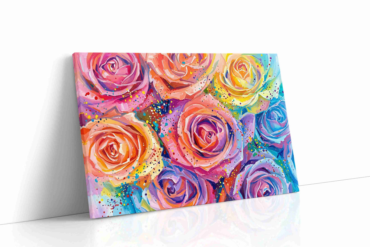 Vibrant Blossoms Symphony floral canvas print gallery-wrapped landscape canvas studio shot