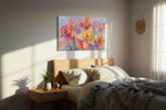 Vibrant Daffodil Dreams floral canvas print, displayed in a bedroom