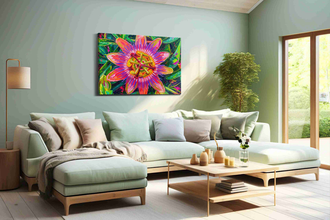 Vibrant Passion Bloom - Floral Canvas Print, Botanical Wall Art, Flower Canvas Art