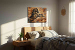 Galloping Through the Heavens horses canvas print, displayed in a bedroom