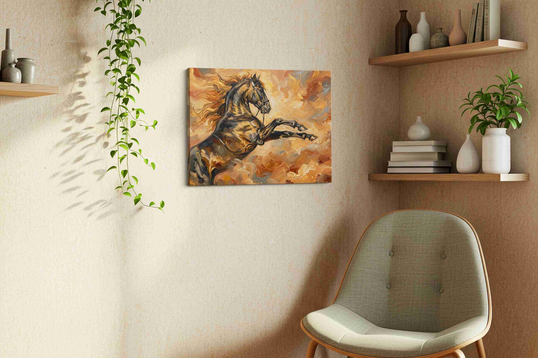 Galloping Through the Heavens horses canvas print, hanging on wall