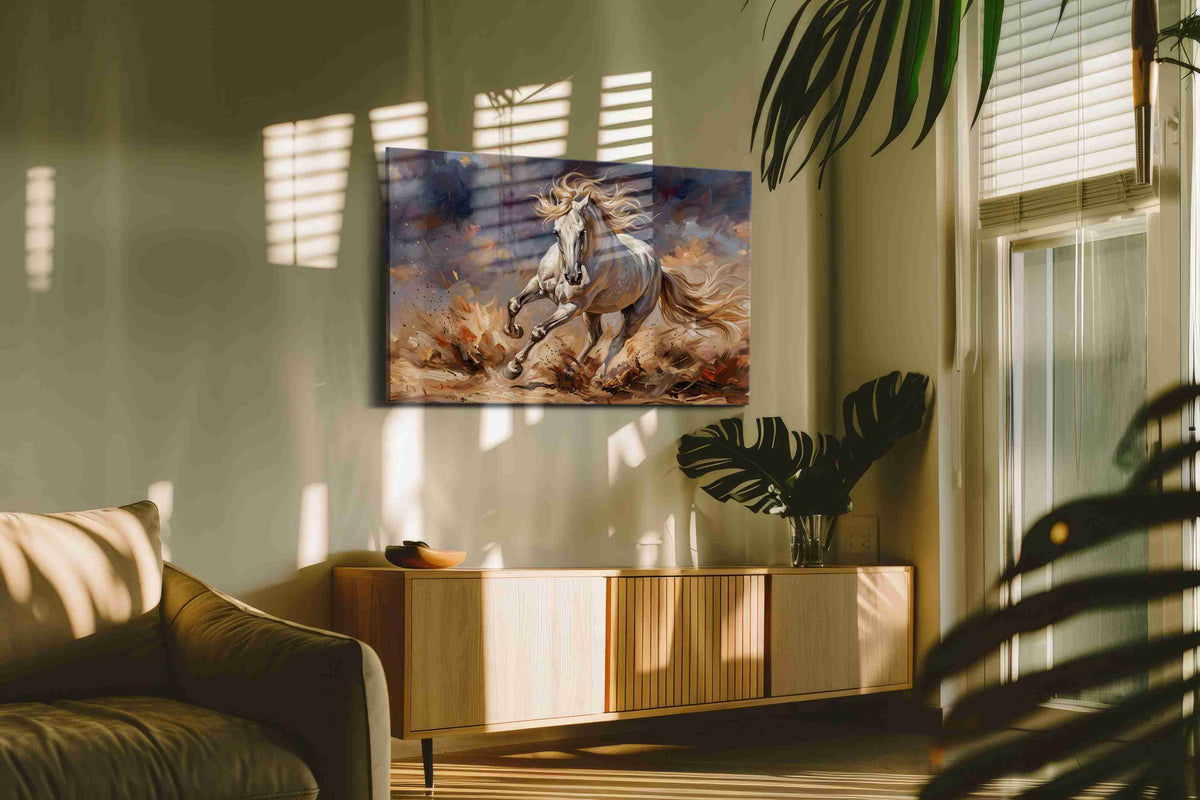 Stormbound Stallion horses canvas print, on wall, lifestyle preview