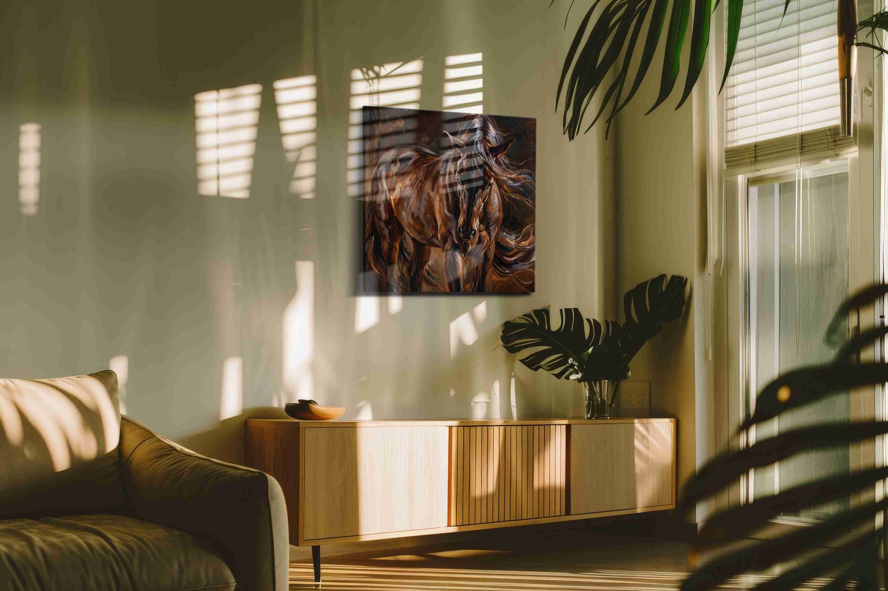 Whirlwind Stallion horses canvas print, on wall, lifestyle preview