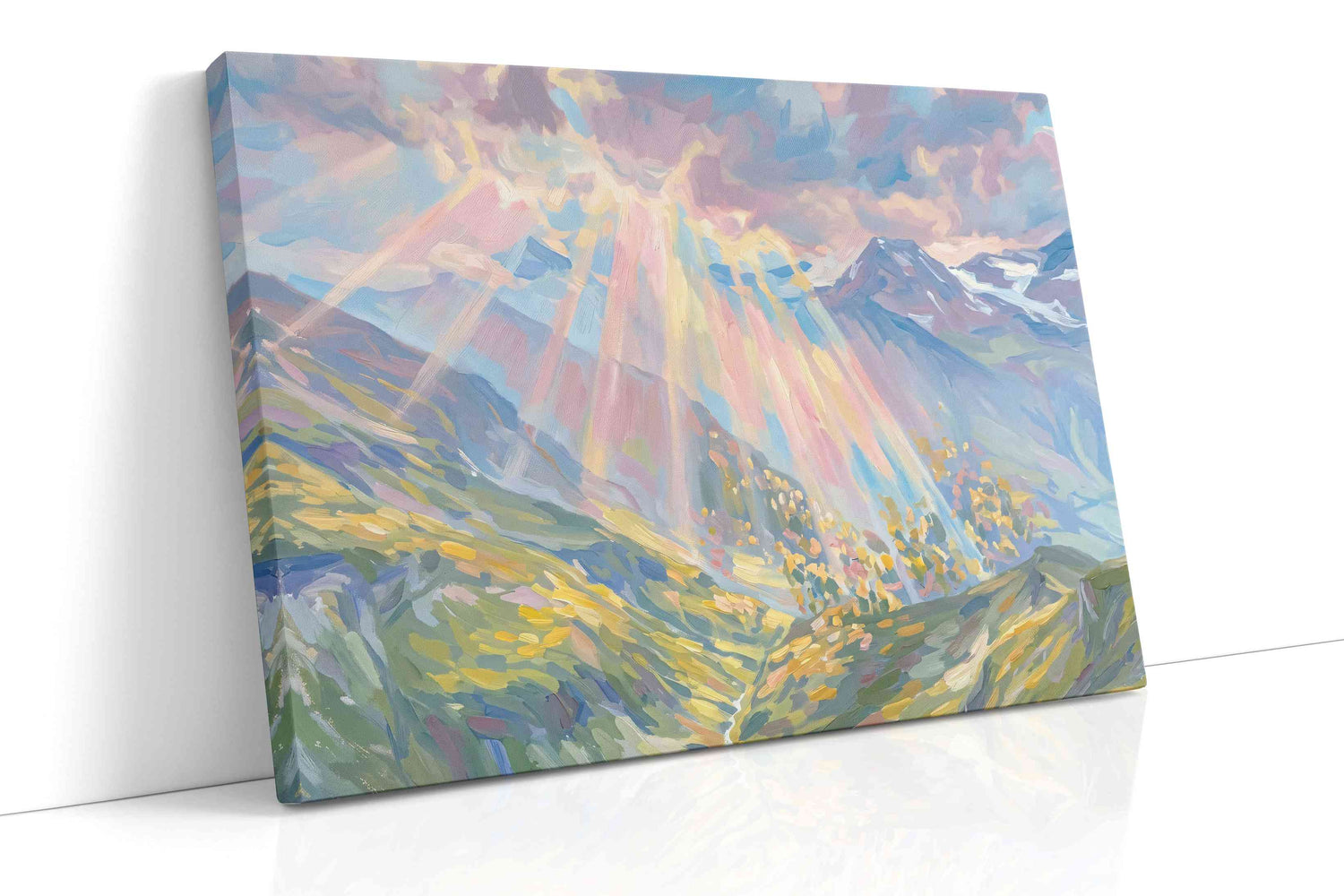 Celestial Mountain Glow landscape canvas print, gallery-wrapped, ready to hang