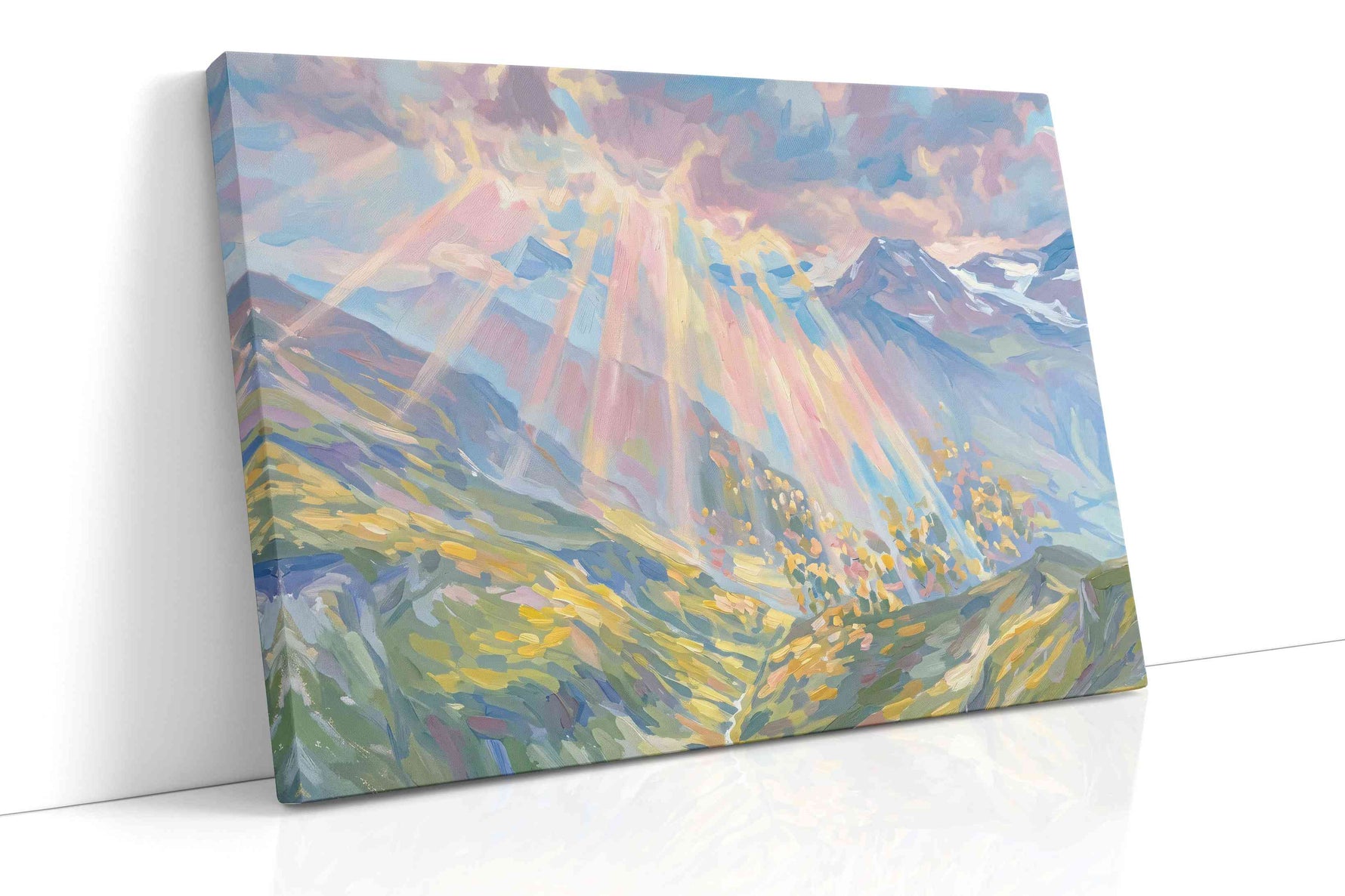 Celestial Mountain Glow landscape canvas print, gallery-wrapped, ready to hang