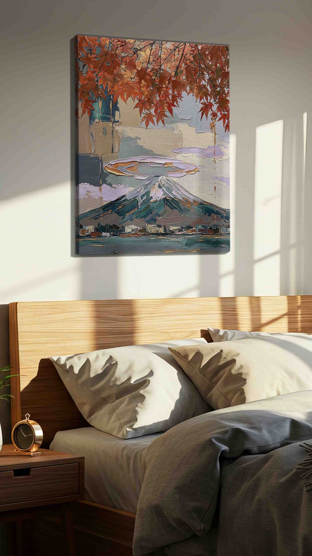 Crimson Canopy Over Fuji - Landscape Canvas Print, Scenic Wall Art, Nature Canvas Art