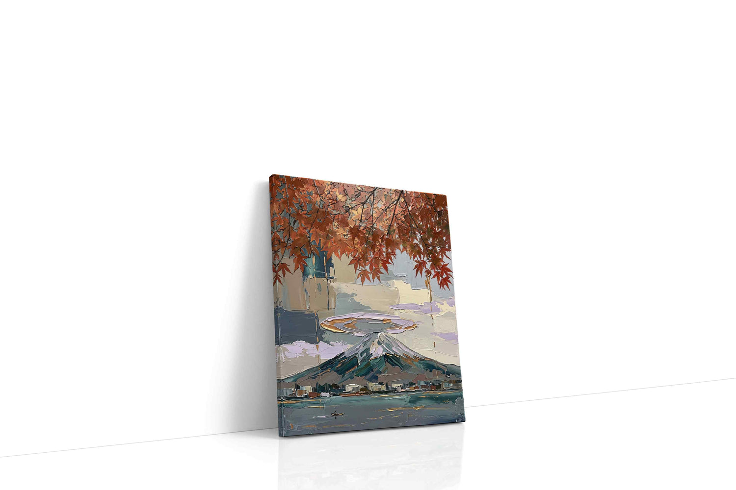 Crimson Canopy Over Fuji landscape canvas print, gallery-wrapped, ready to hang