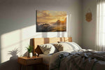 Eternal Dawn over Valleys landscape canvas print, displayed in a bedroom