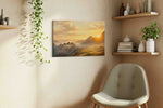 Eternal Dawn over Valleys landscape canvas print, displayed in a living room