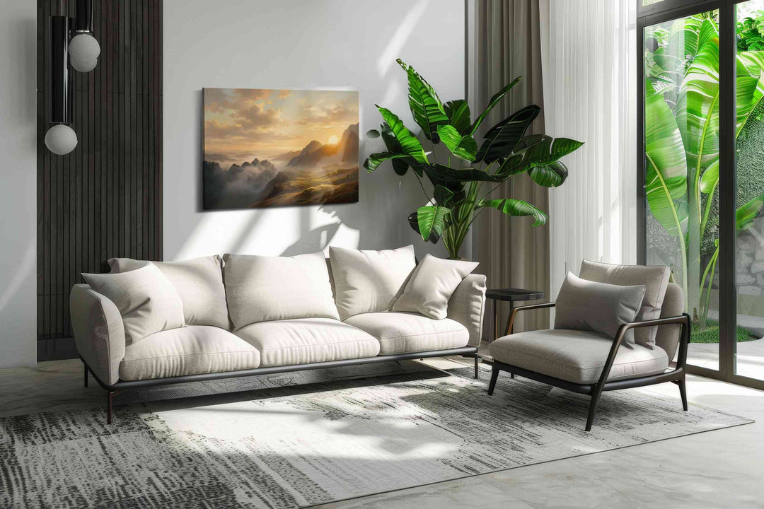 Eternal Dawn over Valleys - Landscape Canvas Print, Scenic Wall Art, Nature Canvas Art