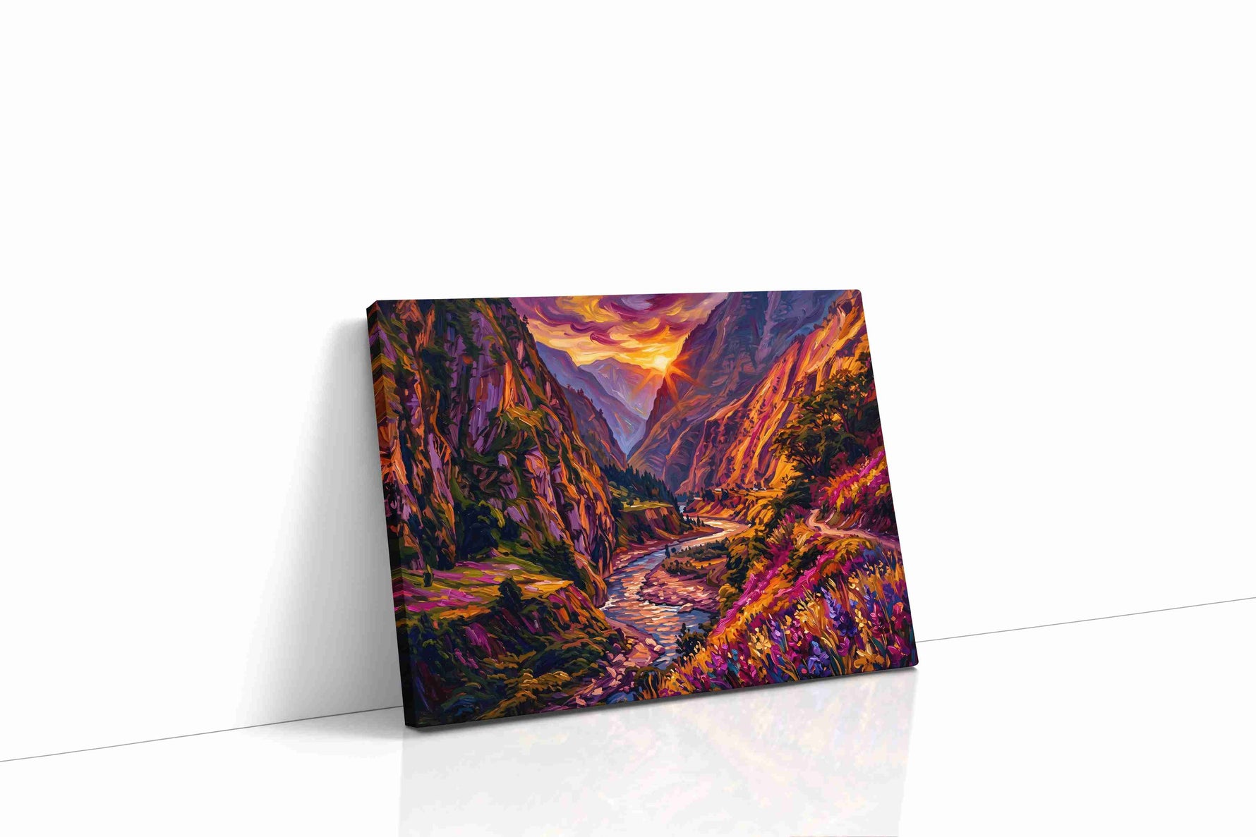 Eternal Twilight Valleys mountain canvas print gallery-wrapped landscape canvas studio shot