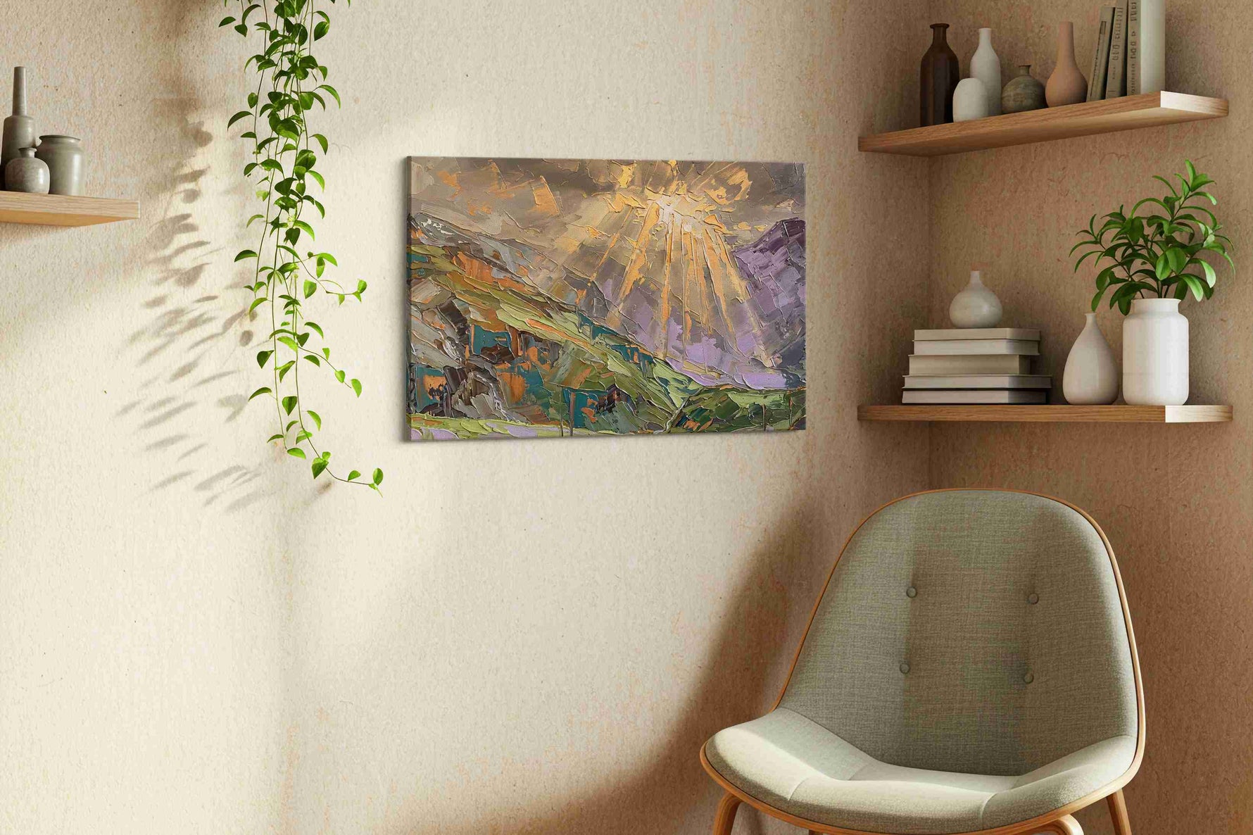 Ethereal Lightscape landscape canvas print in a living room scene