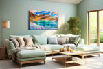 Prismatic Alpine Serenity landscape canvas print, hanging on wall