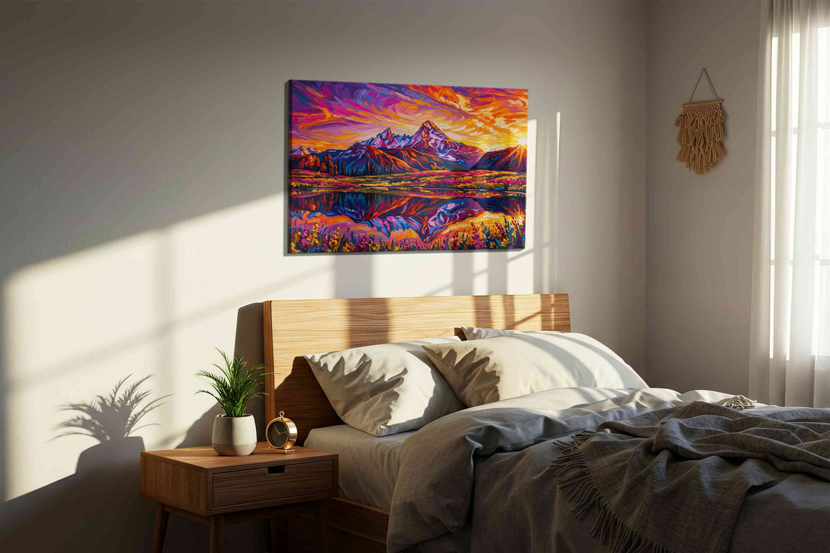 Radiant Peaks of Dusk - Mountain, Mountain Wall Art, Landscape Canvas Print, Nature Scenery Art