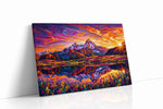 Radiant Peaks of Dusk mountain canvas print, gallery-wrapped, ready to hang