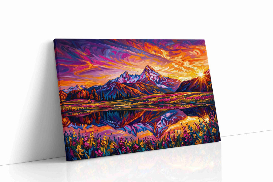 Radiant Peaks of Dusk mountain canvas print, gallery-wrapped, ready to hang