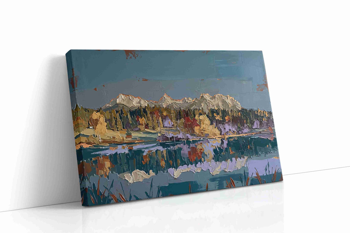Reflections of Autumn Peaks landscape canvas print gallery-wrapped landscape canvas studio shot