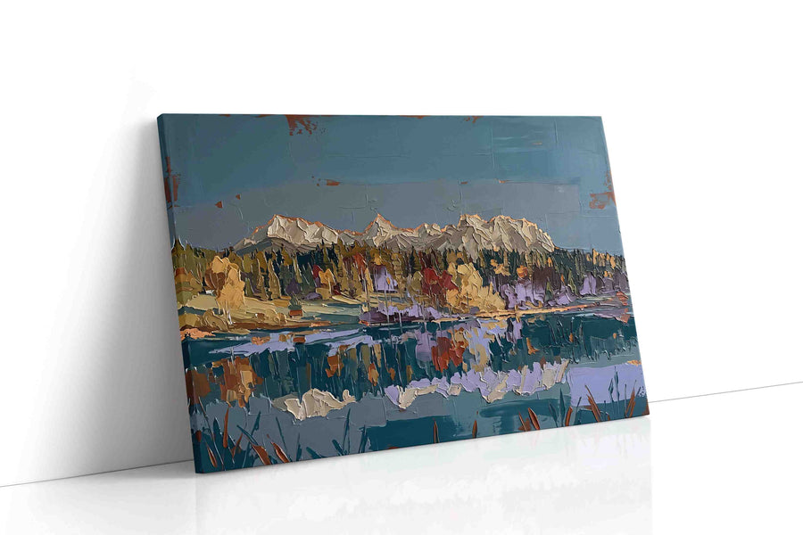 Reflections of Autumn Peaks landscape canvas print, gallery-wrapped, ready to hang
