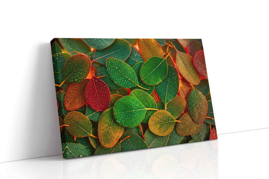 Dew-Kissed Autumn Serenade leaves canvas print, gallery-wrapped, ready to hang